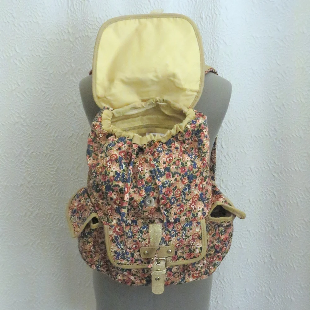 Candies Floral Glitter Faux Leather Vegan Backpack New